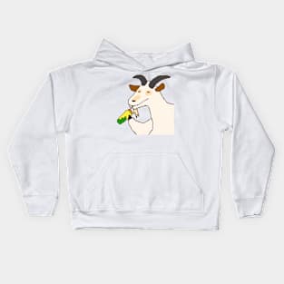 Happy goat drinking box drink Kids Hoodie